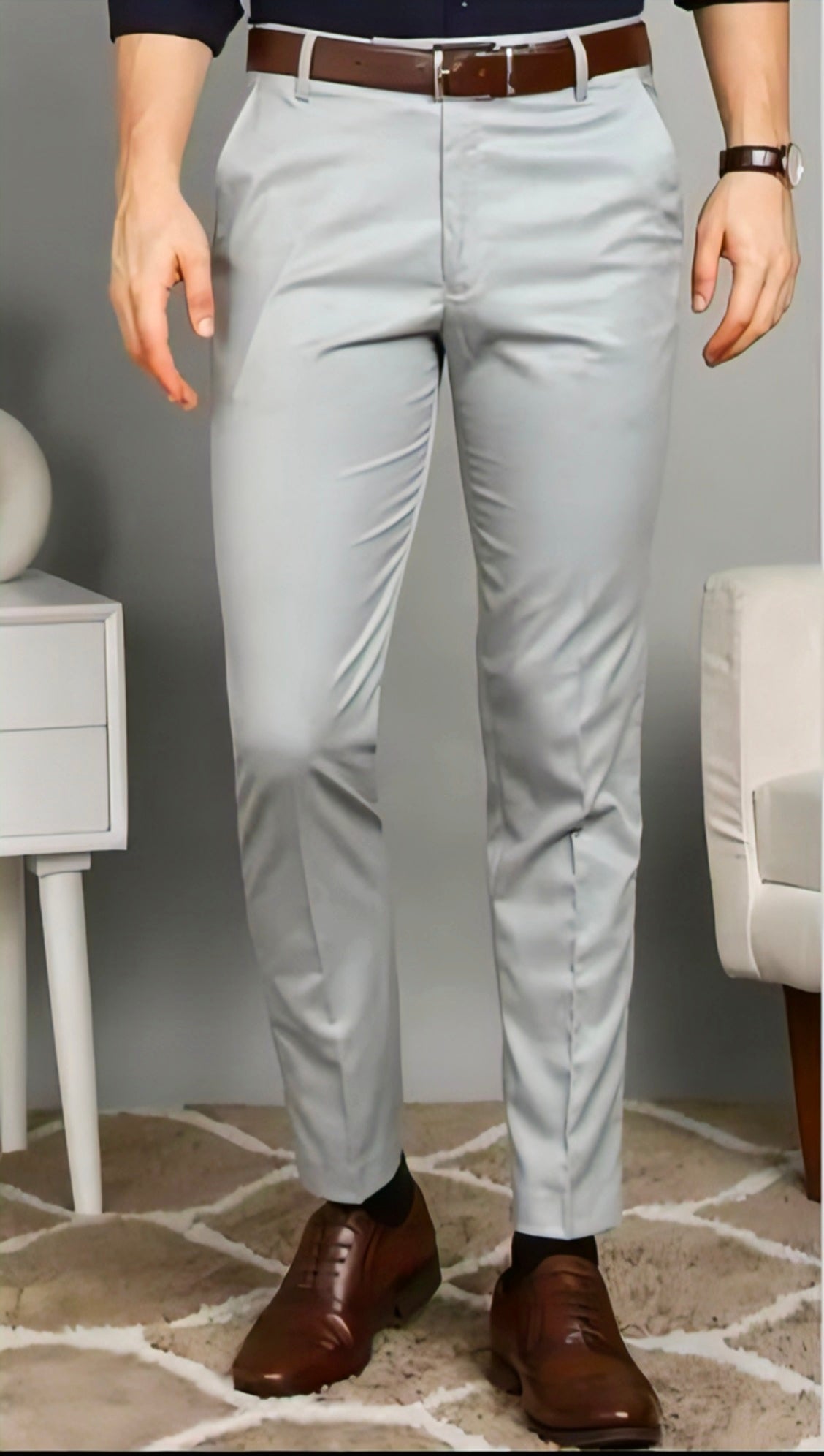 Grey Slim fit formal pant
