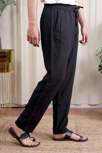 Solid Black Linen trousers