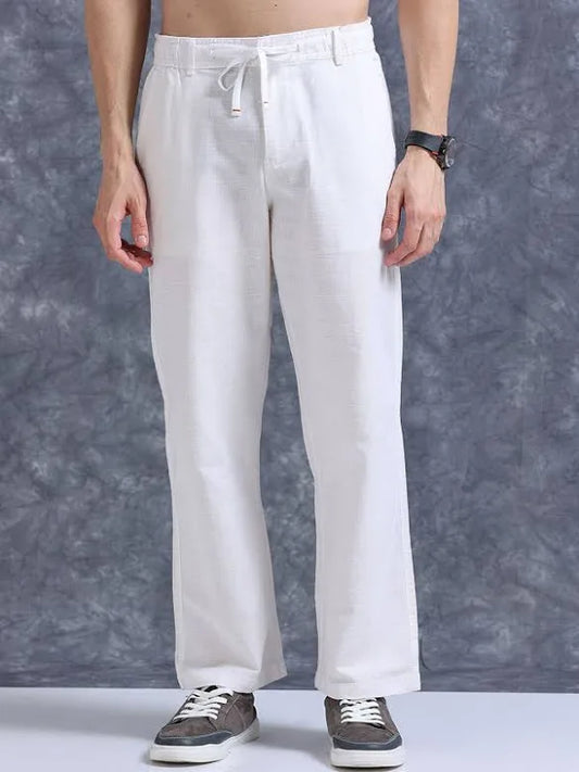 Solid White Linen trousers
