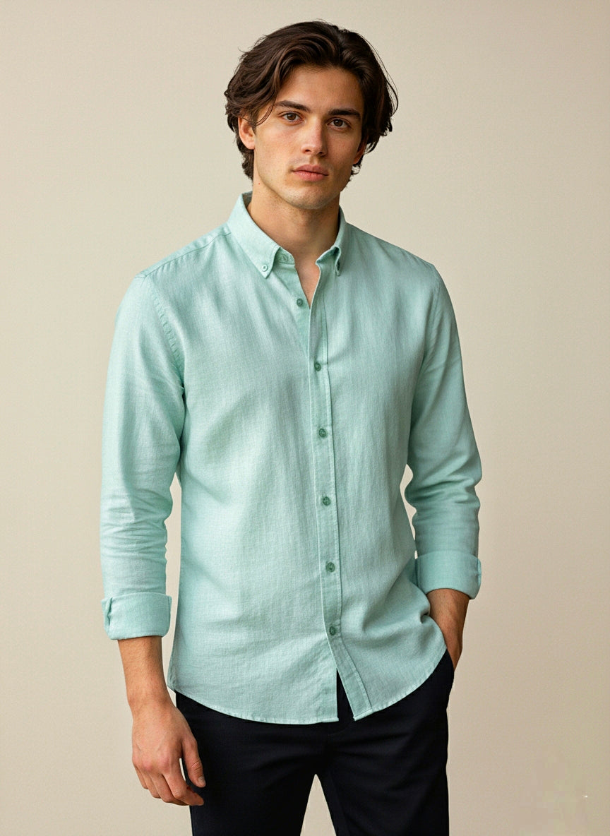 Pista Green Linen blend shirt