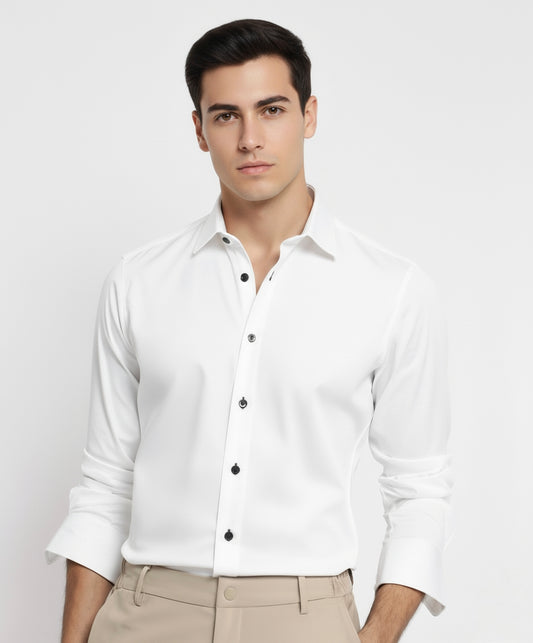 Solid White spread collar oxford shirt